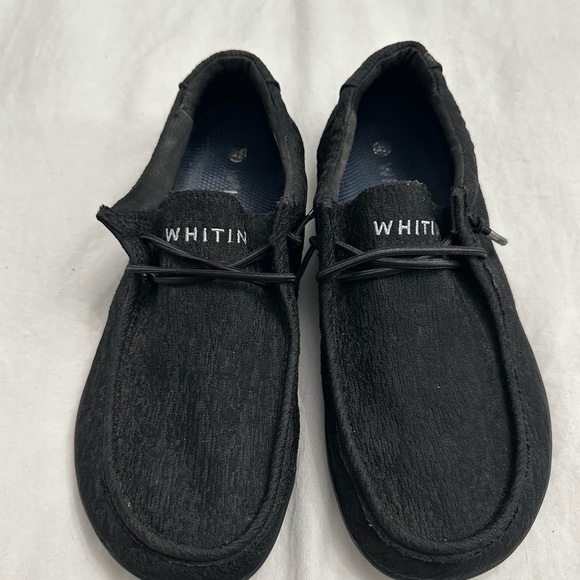 Whitin Men's Wide Minimalist Canvas Barefoot Slip-on Loafers Size 9 Black - Picture 1 of 5